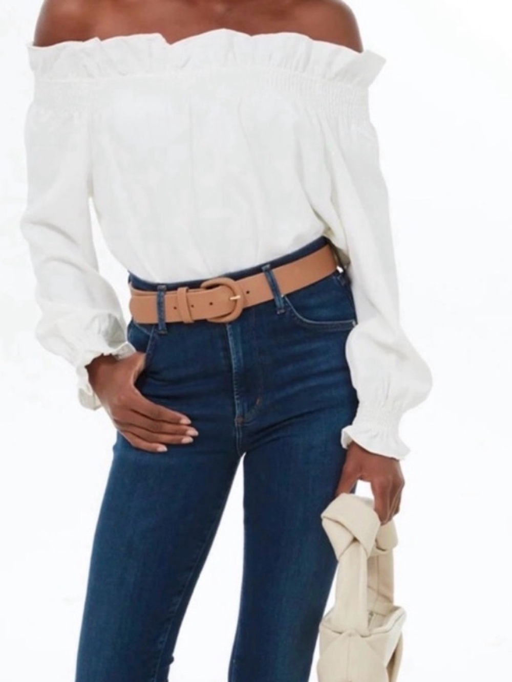 Tuckernuck Off-the-Shoulder Marguerite Blouse in white/ivory, XS